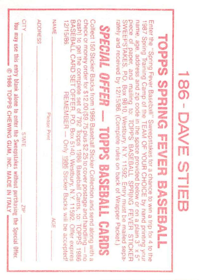 1986 Topps MLB Baseball Album Stickers Pick From List - Picture 354 of 398