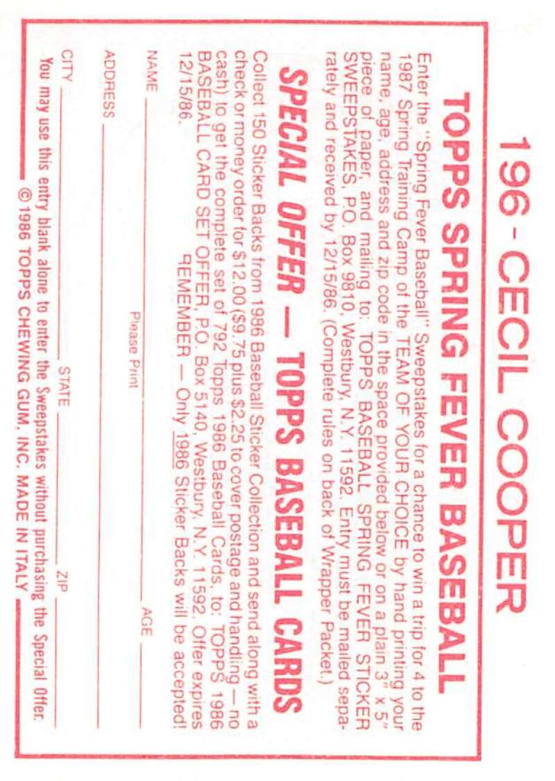 1986 Topps MLB Baseball Album Stickers Pick From List - Picture 358 of 398