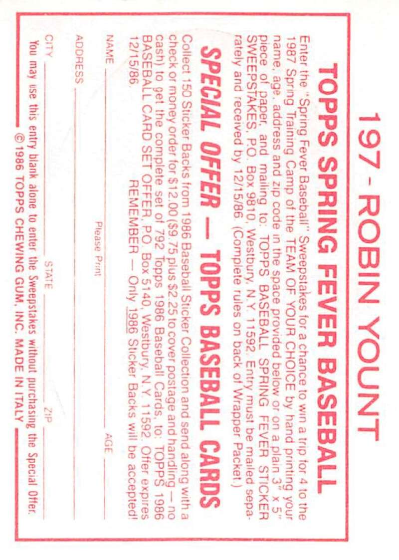 1986 Topps MLB Baseball Album Stickers Pick From List - Picture 360 of 398