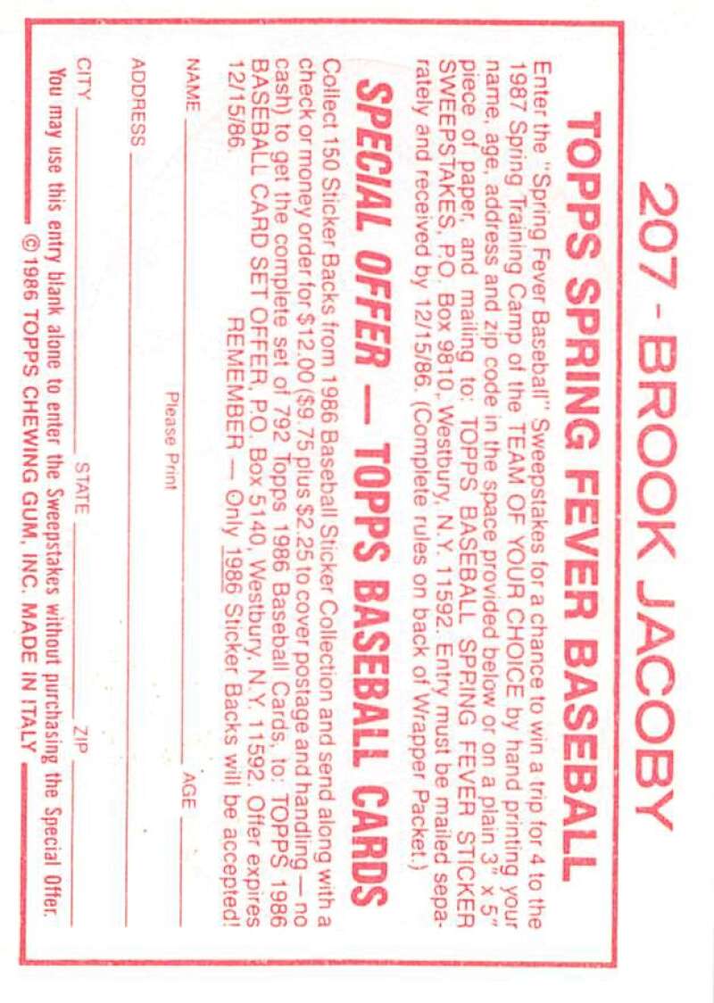 1986 Topps MLB Baseball Album Stickers Pick From List - Picture 364 of 398