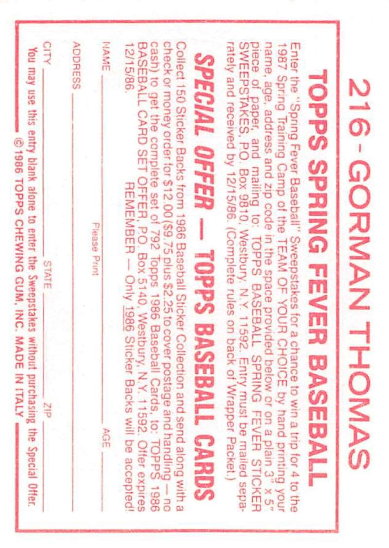 1986 Topps MLB Baseball Album Stickers Pick From List - Picture 366 of 398