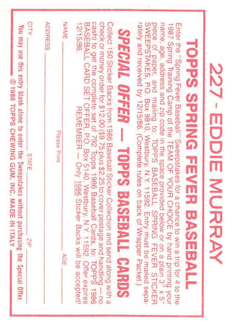 1986 Topps MLB Baseball Album Stickers Pick From List - Picture 372 of 398