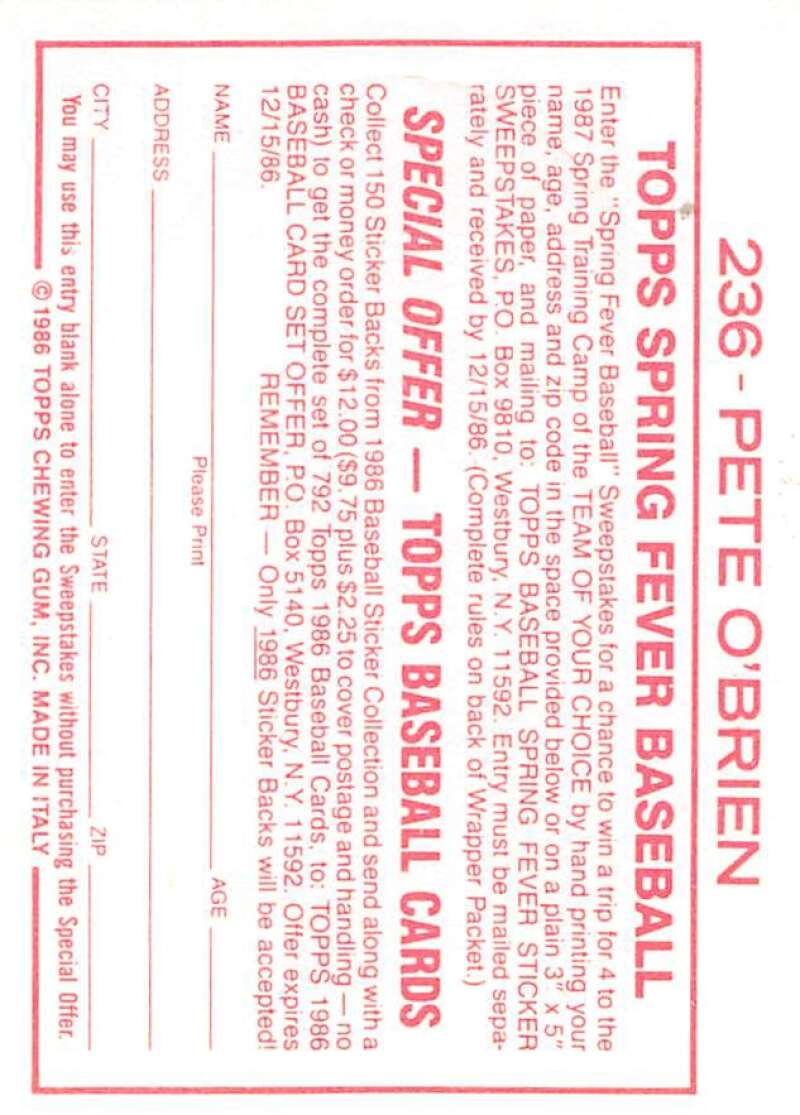 1986 Topps MLB Baseball Album Stickers Pick From List - Picture 374 of 398