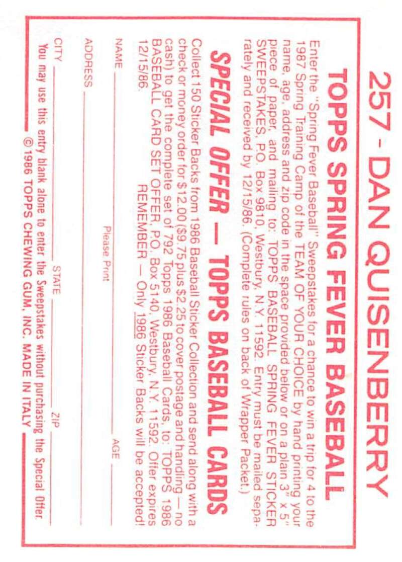 1986 Topps MLB Baseball Album Stickers Pick From List - Picture 384 of 398