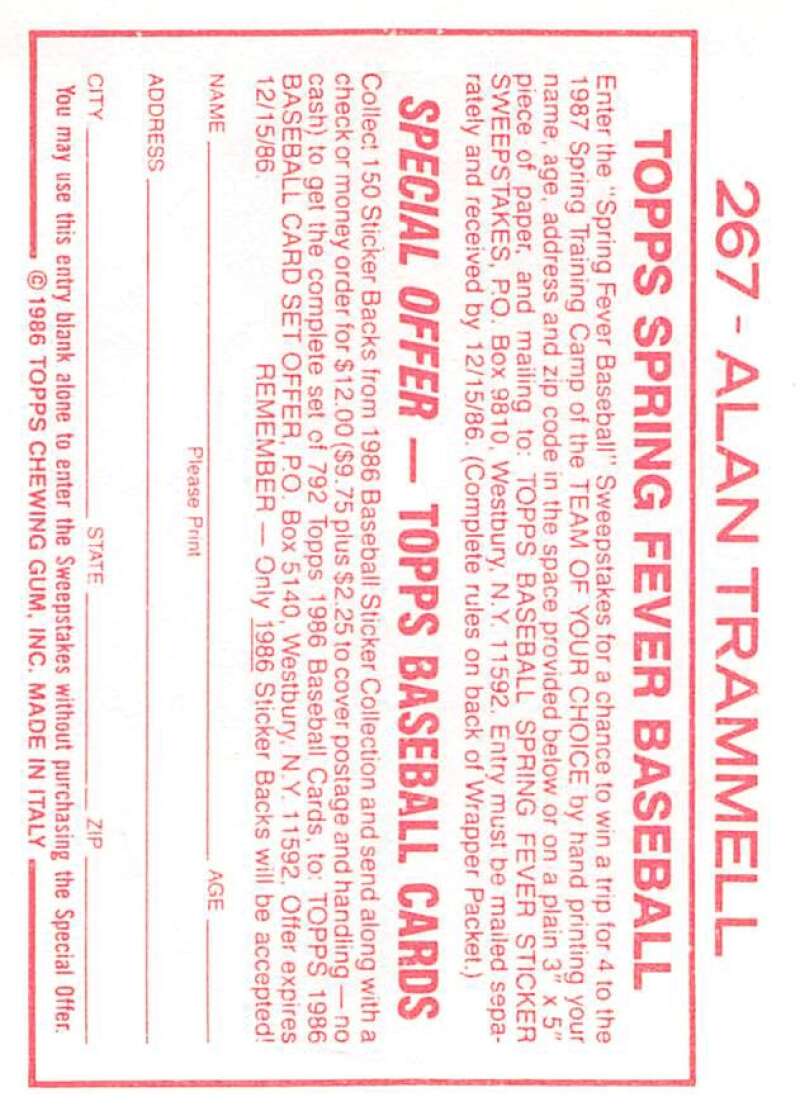 1986 Topps MLB Baseball Album Stickers Pick From List - Picture 388 of 398