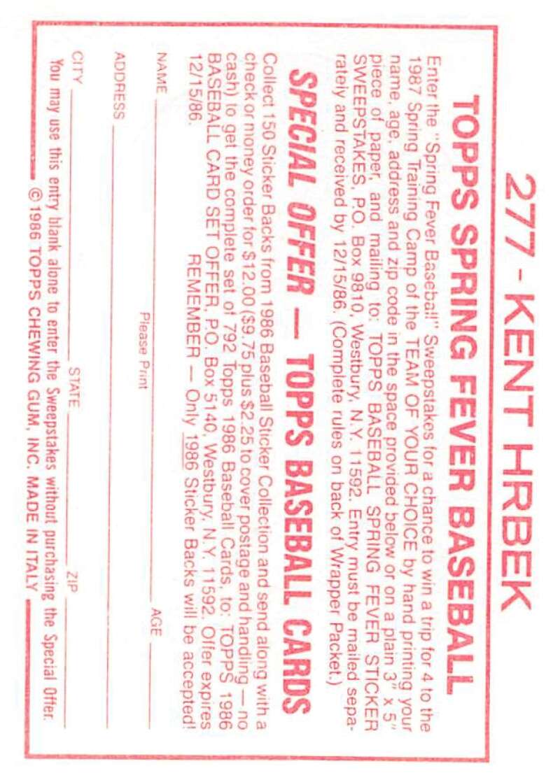 1986 Topps MLB Baseball Album Stickers Pick From List - Picture 392 of 398