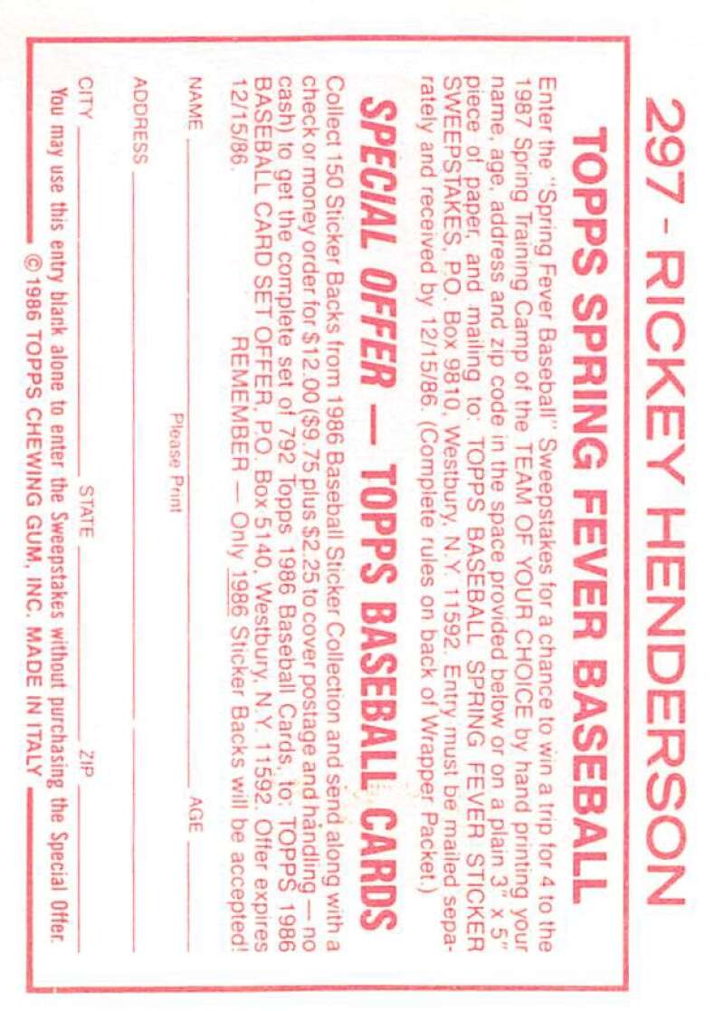 1986 Topps MLB Baseball Album Stickers Pick From List - Picture 398 of 398