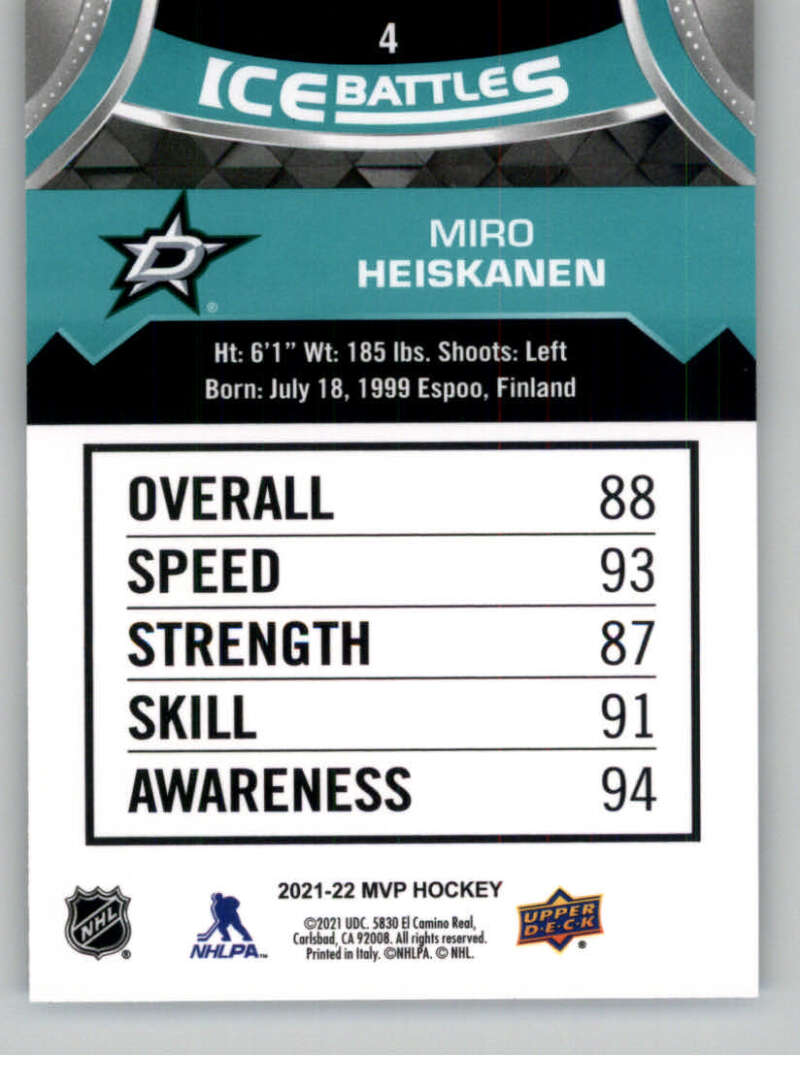 2021-22 Upper Deck MVP ICE BATTLES NHL Hockey Trading Cards Pick From List - Bild 8 von 500