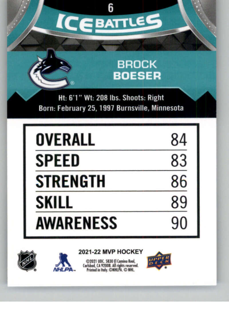 2021-22 Upper Deck MVP ICE BATTLES NHL Hockey Trading Cards Pick From List - Bild 12 von 500