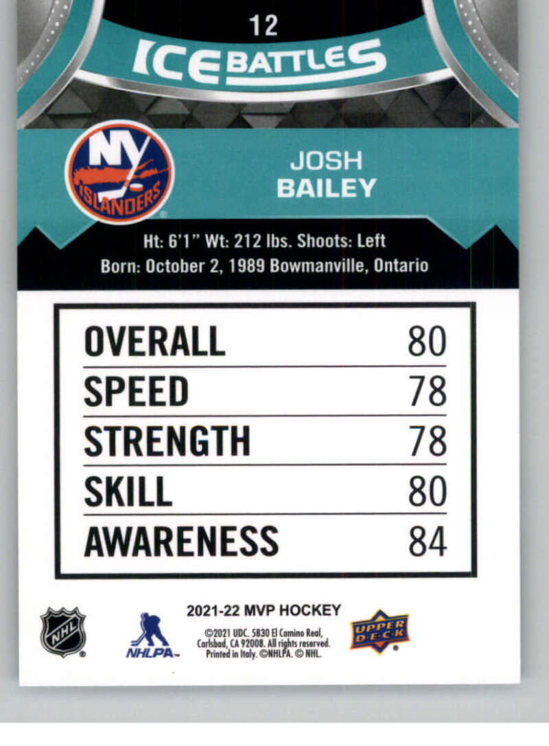 2021-22 Upper Deck MVP ICE BATTLES NHL Hockey Trading Cards Pick From List - Bild 24 von 500