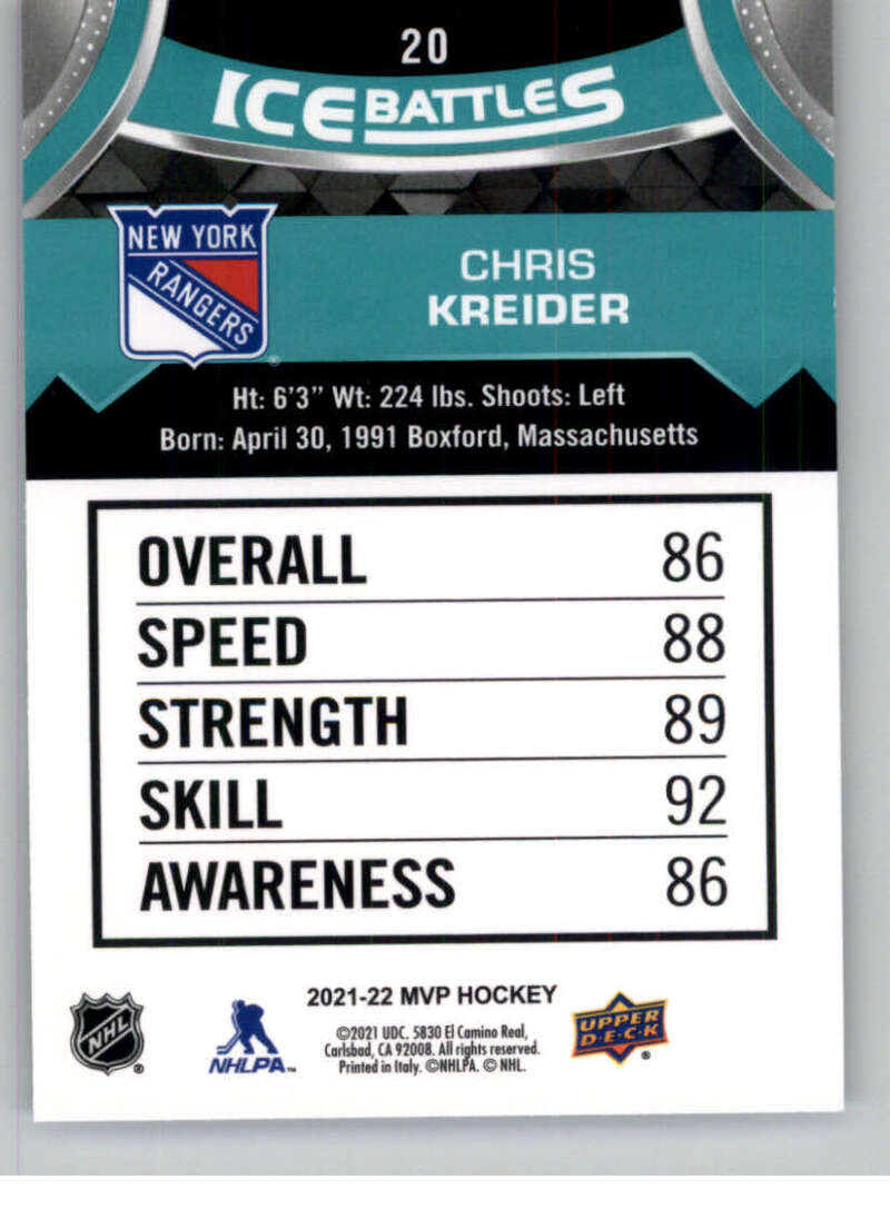 2021-22 Upper Deck MVP ICE BATTLES NHL Hockey Trading Cards Pick From List - Bild 40 von 500