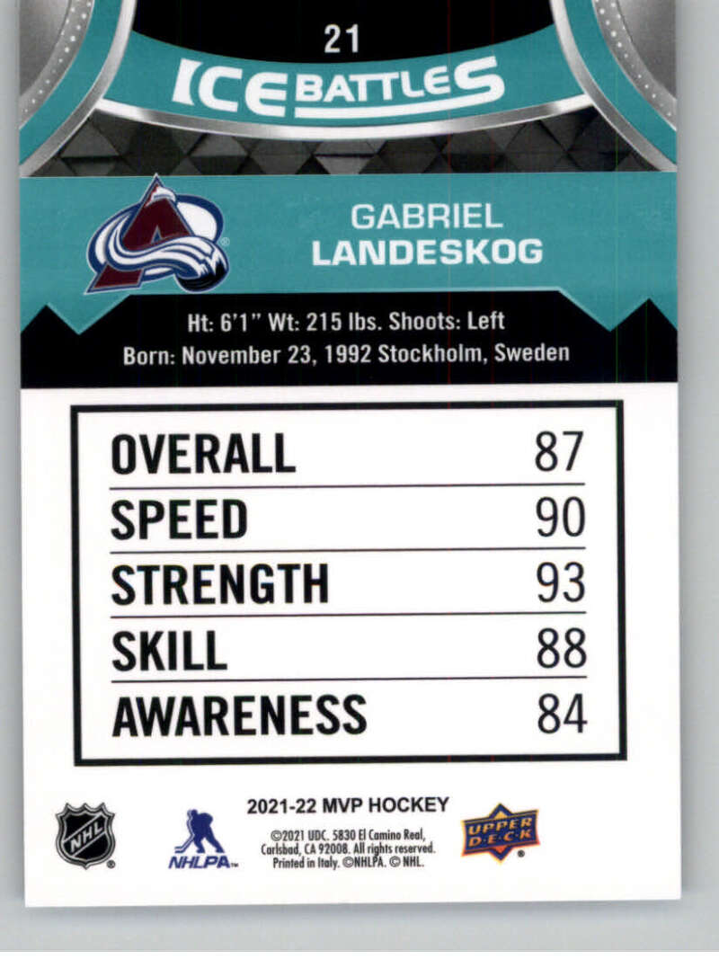 2021-22 Upper Deck MVP ICE BATTLES NHL Hockey Trading Cards Pick From List - Bild 42 von 500