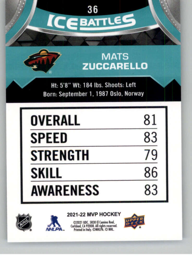 2021-22 Upper Deck MVP ICE BATTLES NHL Hockey Trading Cards Pick From List - Bild 72 von 500