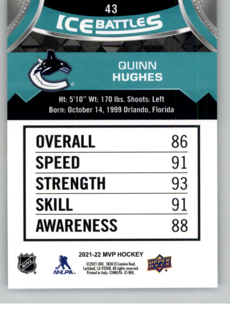 2021-22 Upper Deck MVP ICE BATTLES NHL Hockey Trading Cards Pick From List - Bild 86 von 500