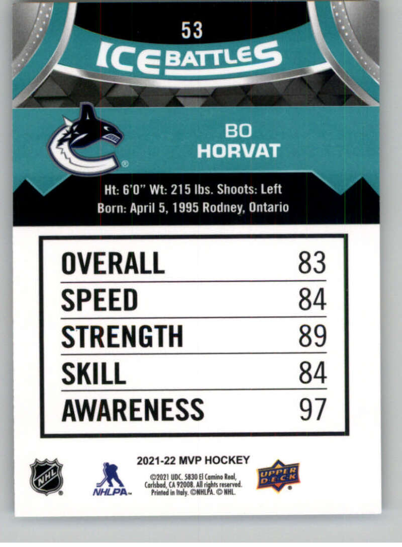 2021-22 Upper Deck MVP ICE BATTLES NHL Hockey Trading Cards Pick From List - Bild 106 von 500