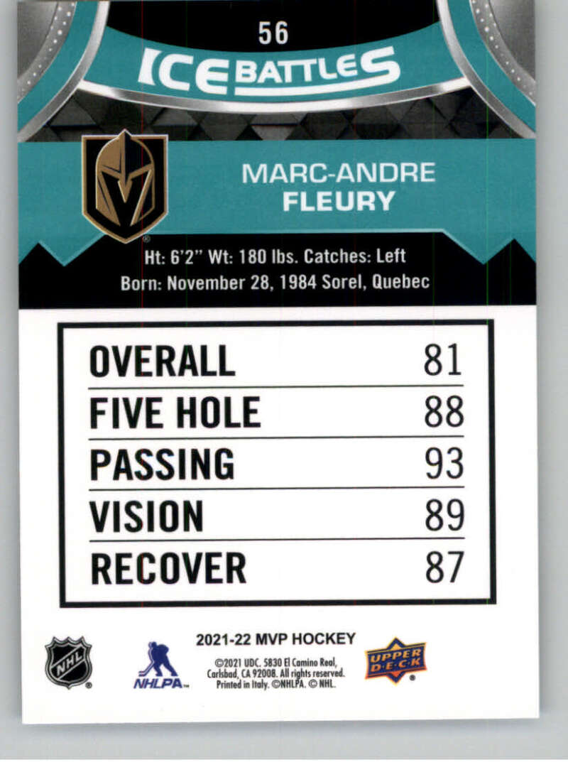 2021-22 Upper Deck MVP ICE BATTLES NHL Hockey Trading Cards Pick From List - Bild 112 von 500