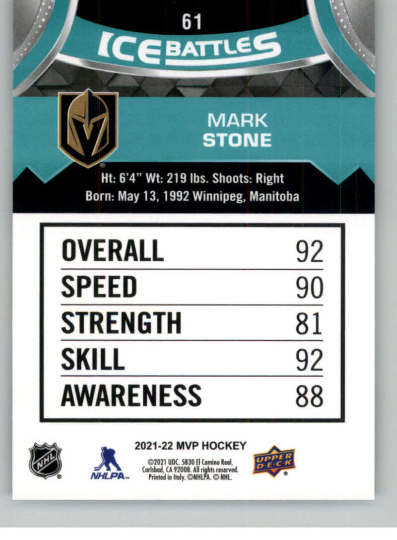 2021-22 Upper Deck MVP ICE BATTLES NHL Hockey Trading Cards Pick From List - Bild 122 von 500