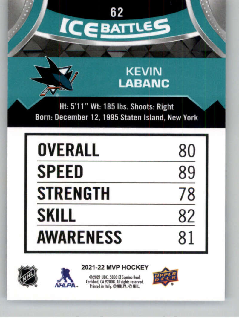 2021-22 Upper Deck MVP ICE BATTLES NHL Hockey Trading Cards Pick From List - Bild 124 von 500