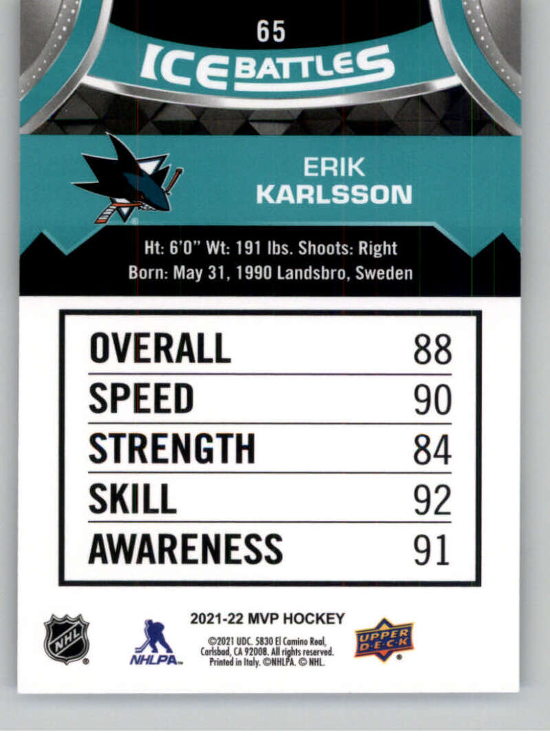 2021-22 Upper Deck MVP ICE BATTLES NHL Hockey Trading Cards Pick From List - Bild 130 von 500