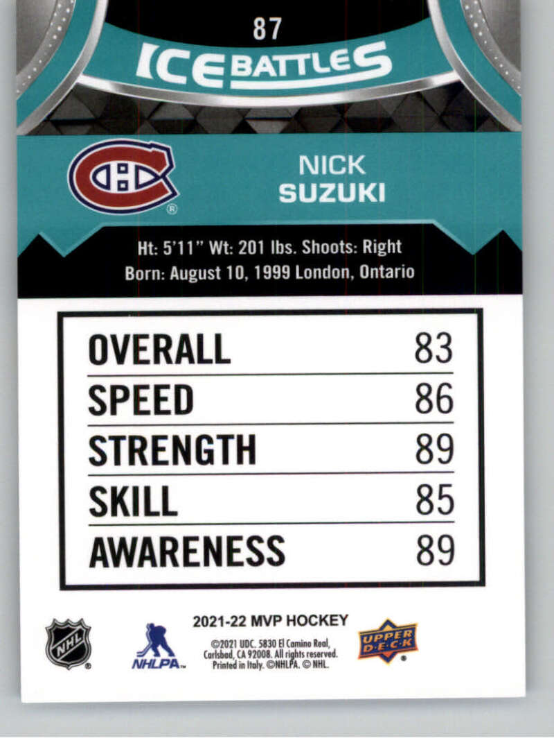 2021-22 Upper Deck MVP ICE BATTLES NHL Hockey Trading Cards Pick From List - Bild 174 von 500