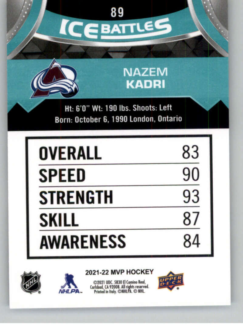 2021-22 Upper Deck MVP ICE BATTLES NHL Hockey Trading Cards Pick From List - Bild 178 von 500