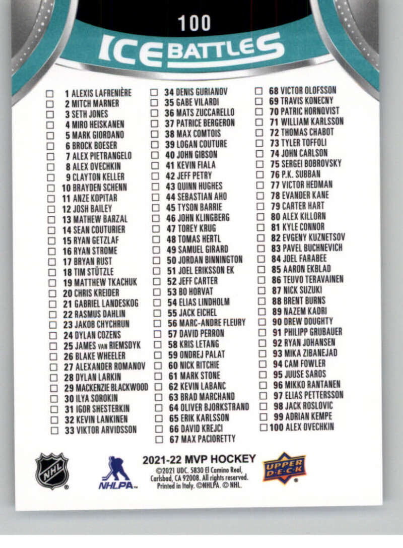 2021-22 Upper Deck MVP ICE BATTLES NHL Hockey Trading Cards Pick From List - Bild 200 von 500