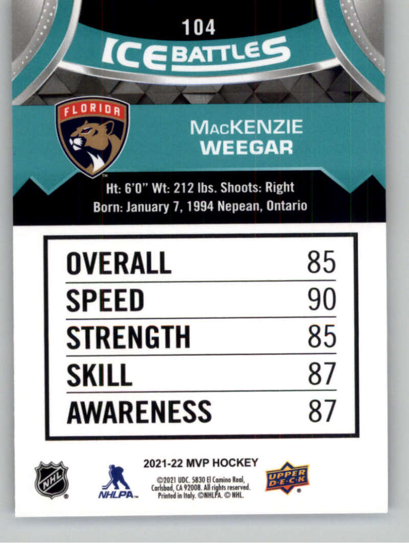 2021-22 Upper Deck MVP ICE BATTLES NHL Hockey Trading Cards Pick From List - Bild 208 von 500