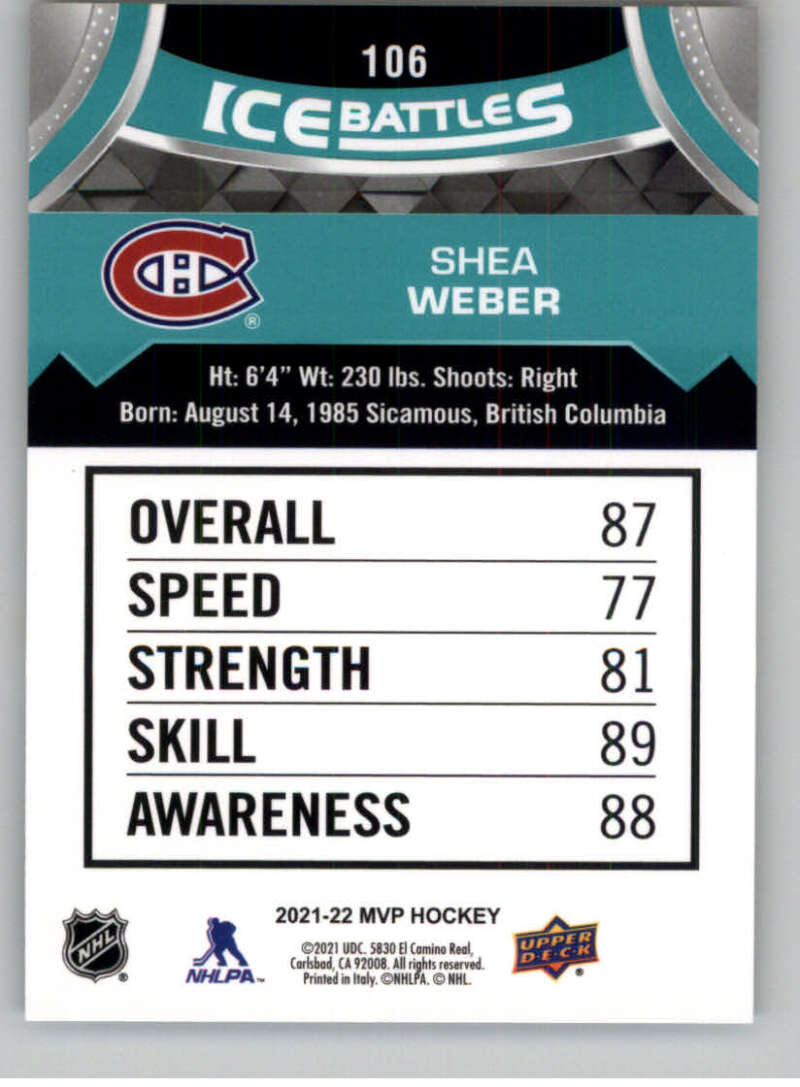 2021-22 Upper Deck MVP ICE BATTLES NHL Hockey Trading Cards Pick From List - Bild 212 von 500