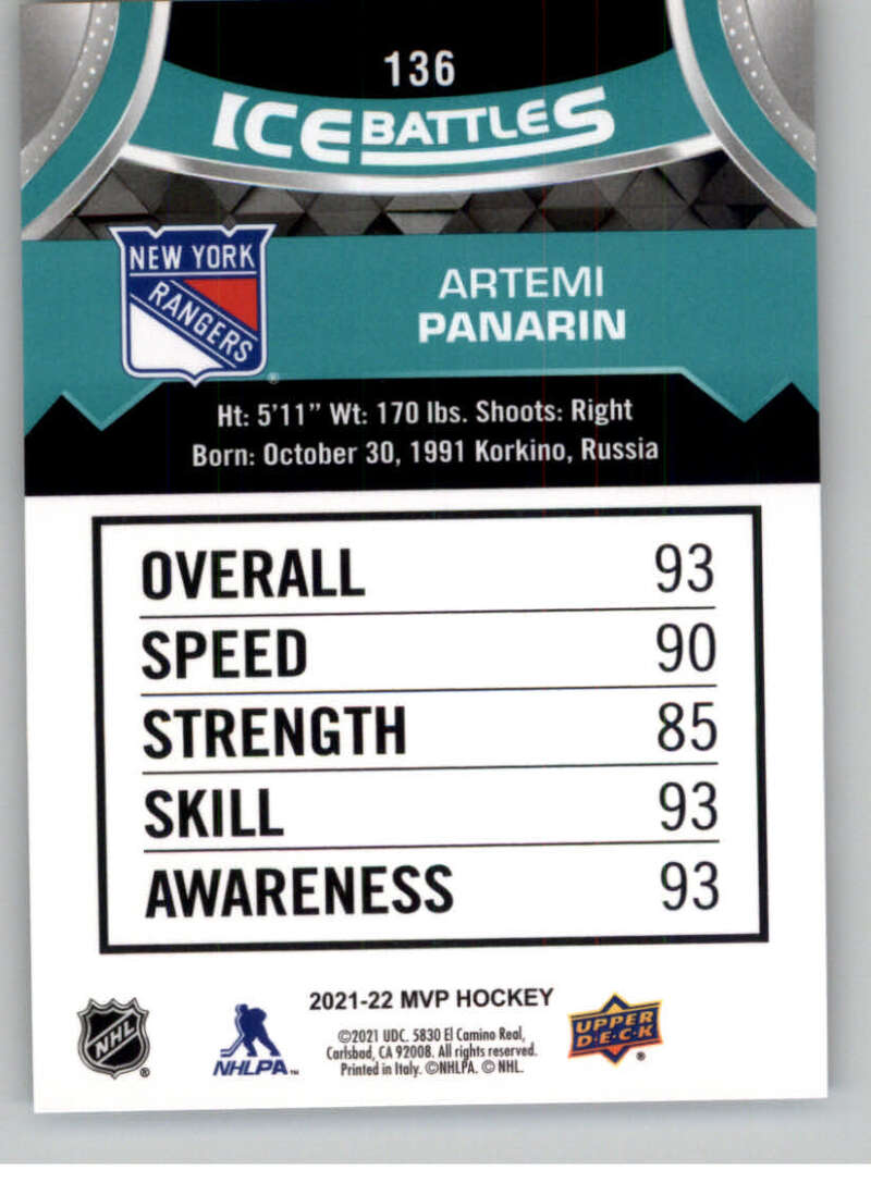 2021-22 Upper Deck MVP ICE BATTLES NHL Hockey Trading Cards Pick From List - Bild 272 von 500