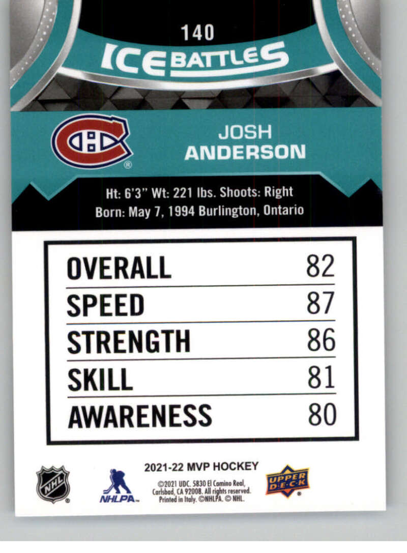 2021-22 Upper Deck MVP ICE BATTLES NHL Hockey Trading Cards Pick From List - Bild 280 von 500