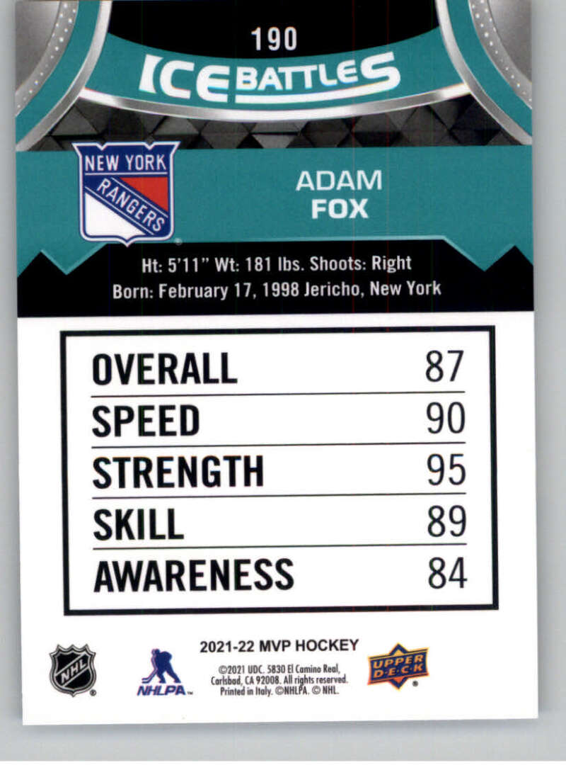 2021-22 Upper Deck MVP ICE BATTLES NHL Hockey Trading Cards Pick From List - Bild 380 von 500