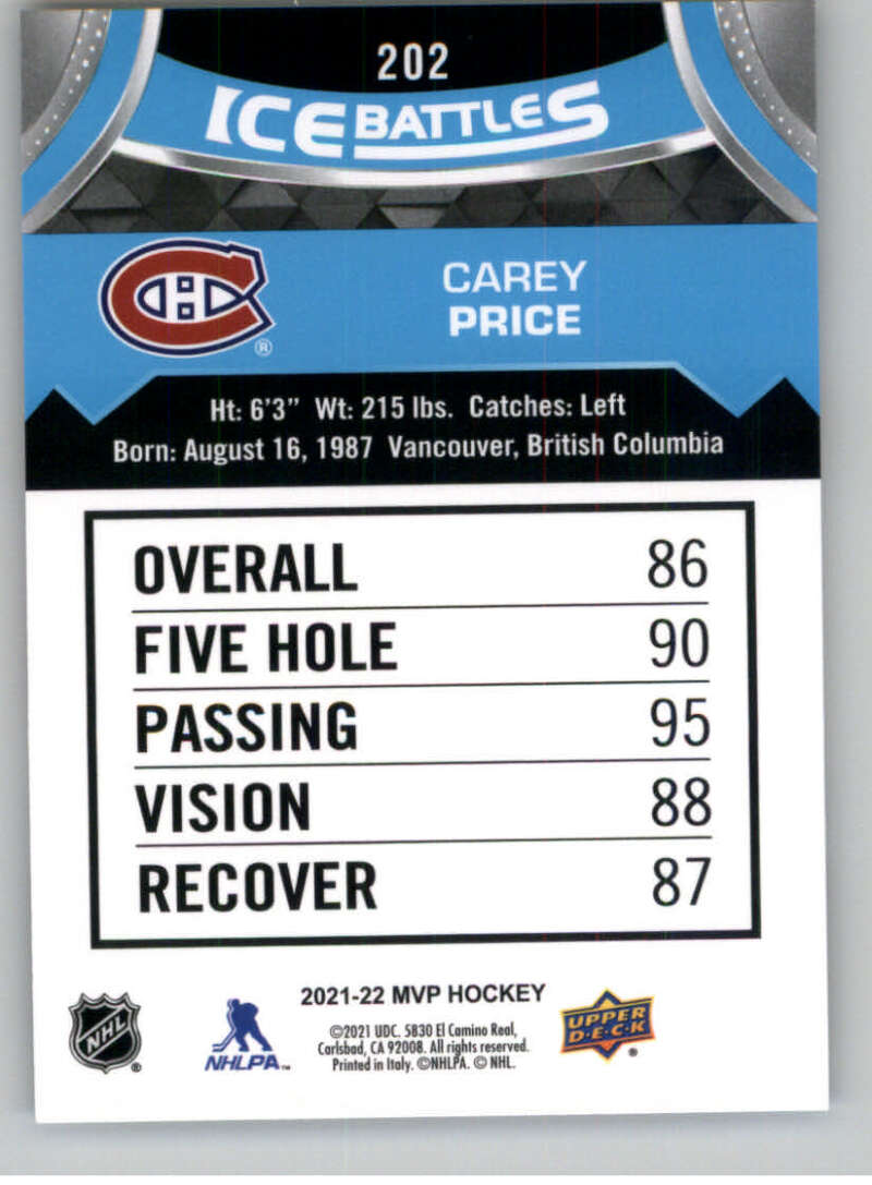 2021-22 Upper Deck MVP ICE BATTLES NHL Hockey Trading Cards Pick From List - Bild 404 von 500