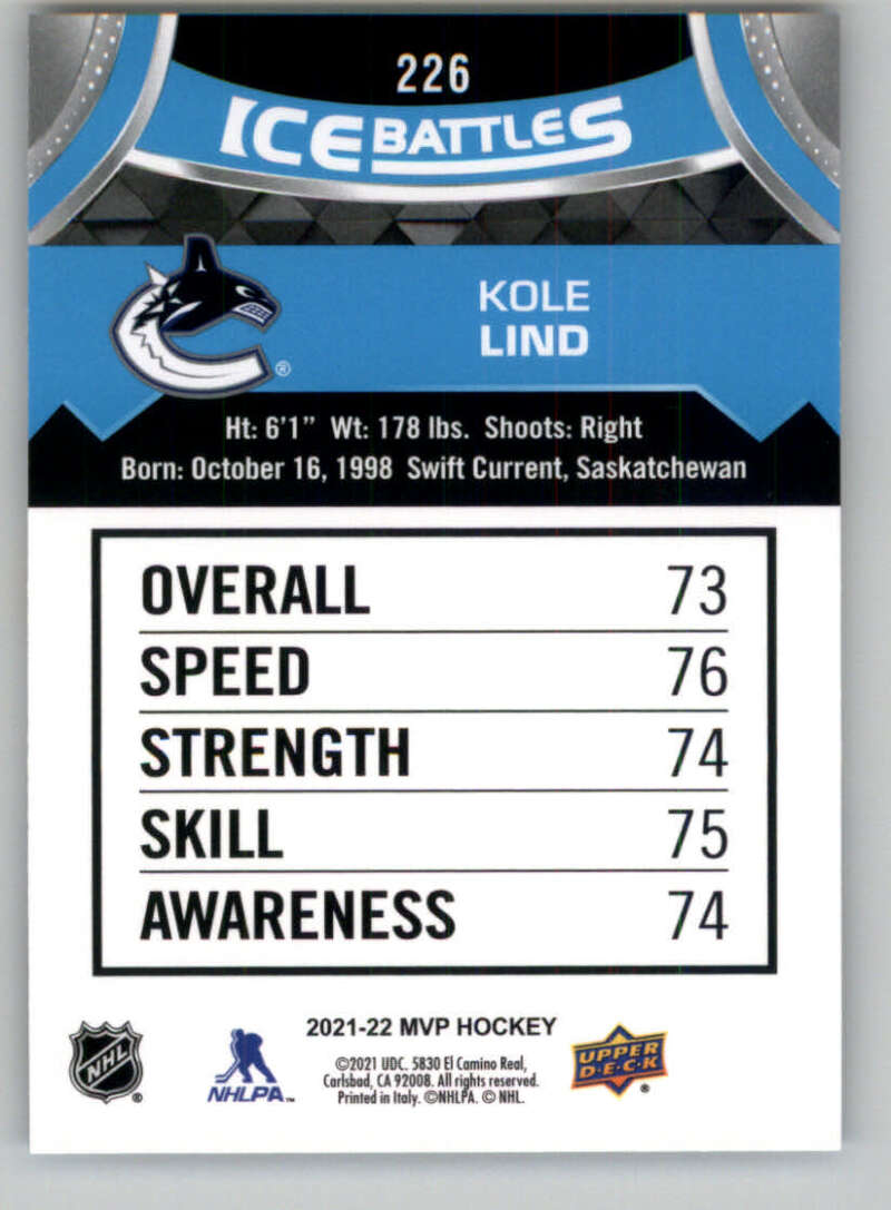 2021-22 Upper Deck MVP ICE BATTLES NHL Hockey Trading Cards Pick From List - Bild 452 von 500