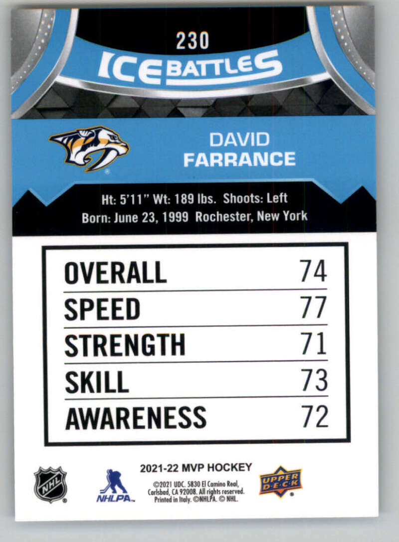 2021-22 Upper Deck MVP ICE BATTLES NHL Hockey Trading Cards Pick From List - Bild 460 von 500