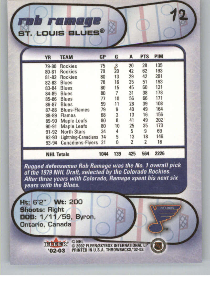 2002-03 Fleer Throwbacks NHL Hockey Cards Pick From List/Complete Your Set - Picture 24 of 184