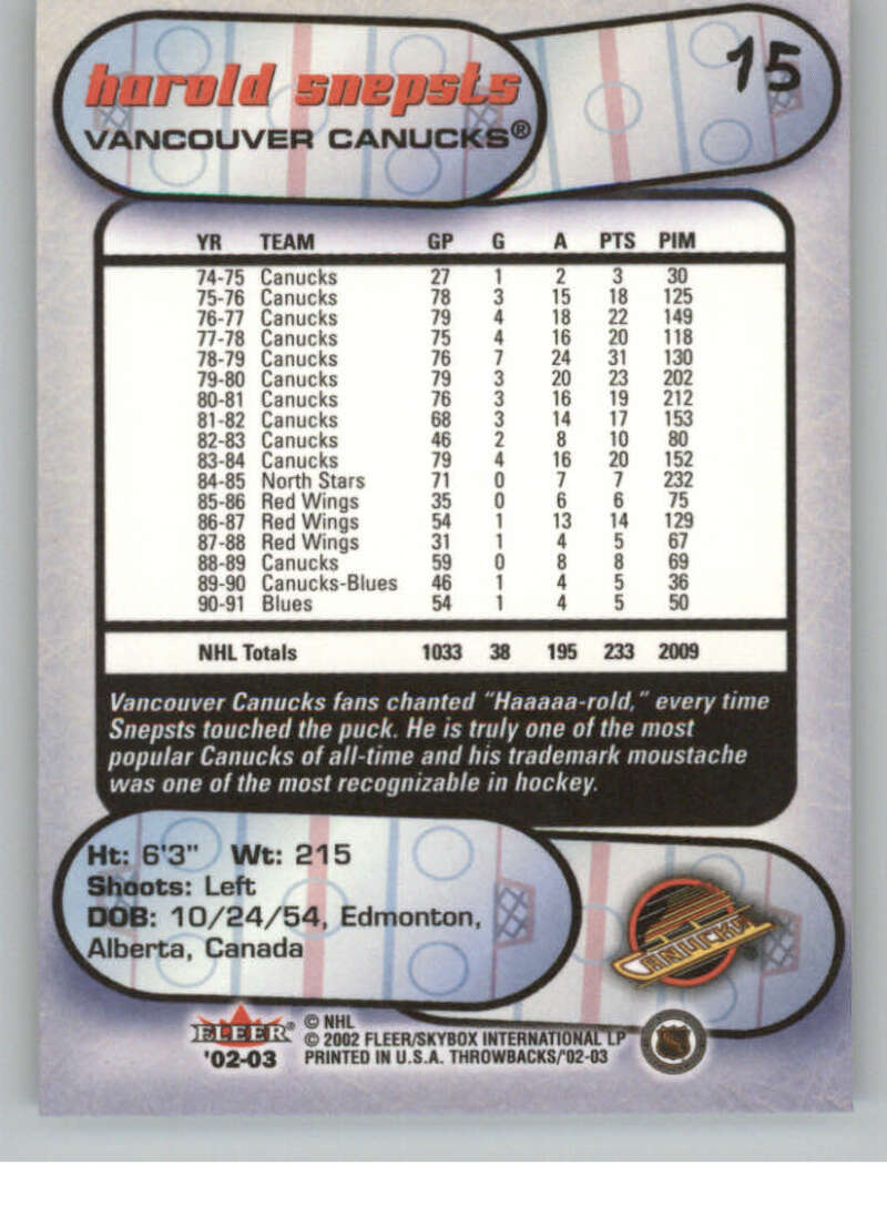 2002-03 Fleer Throwbacks NHL Hockey Cards Pick From List/Complete Your Set - Picture 30 of 184