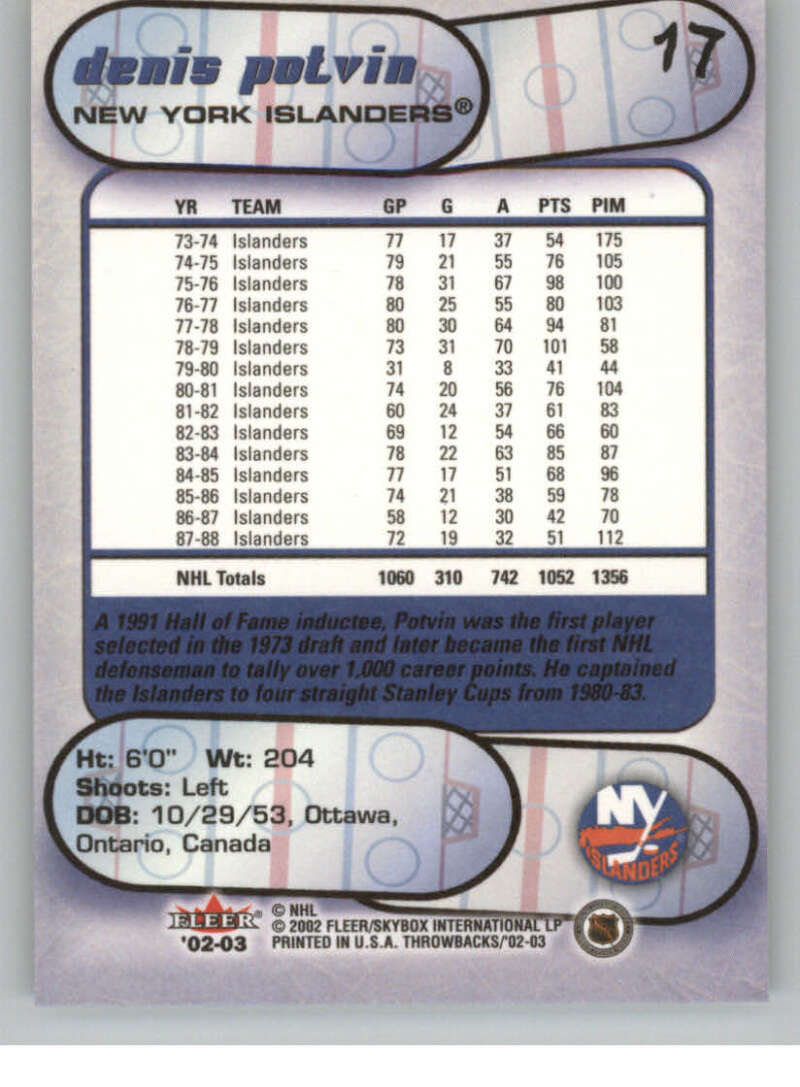 2002-03 Fleer Throwbacks NHL Hockey Cards Pick From List/Complete Your Set - Picture 34 of 184