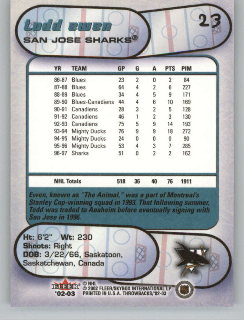 2002-03 Fleer Throwbacks NHL Hockey Cards Pick From List/Complete Your Set - Picture 46 of 184