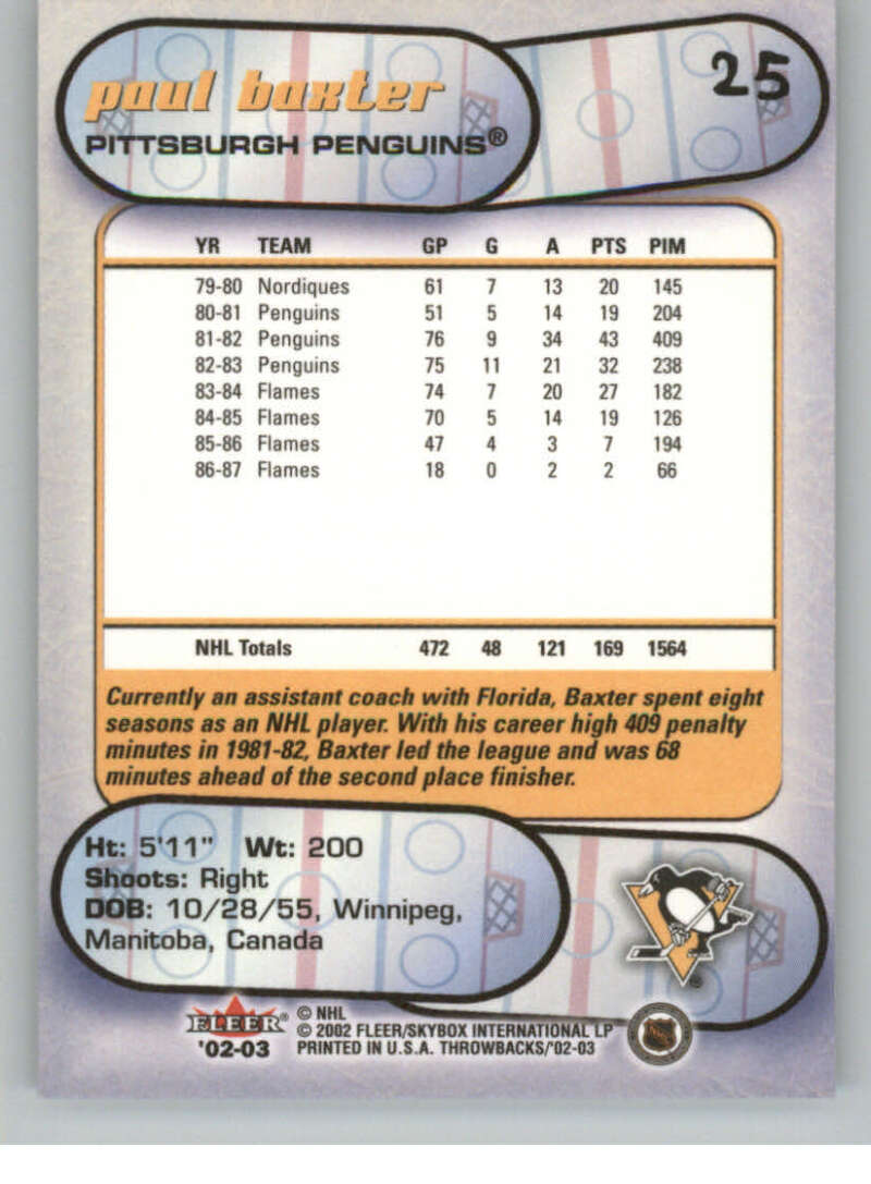 2002-03 Fleer Throwbacks NHL Hockey Cards Pick From List/Complete Your Set - Picture 50 of 184