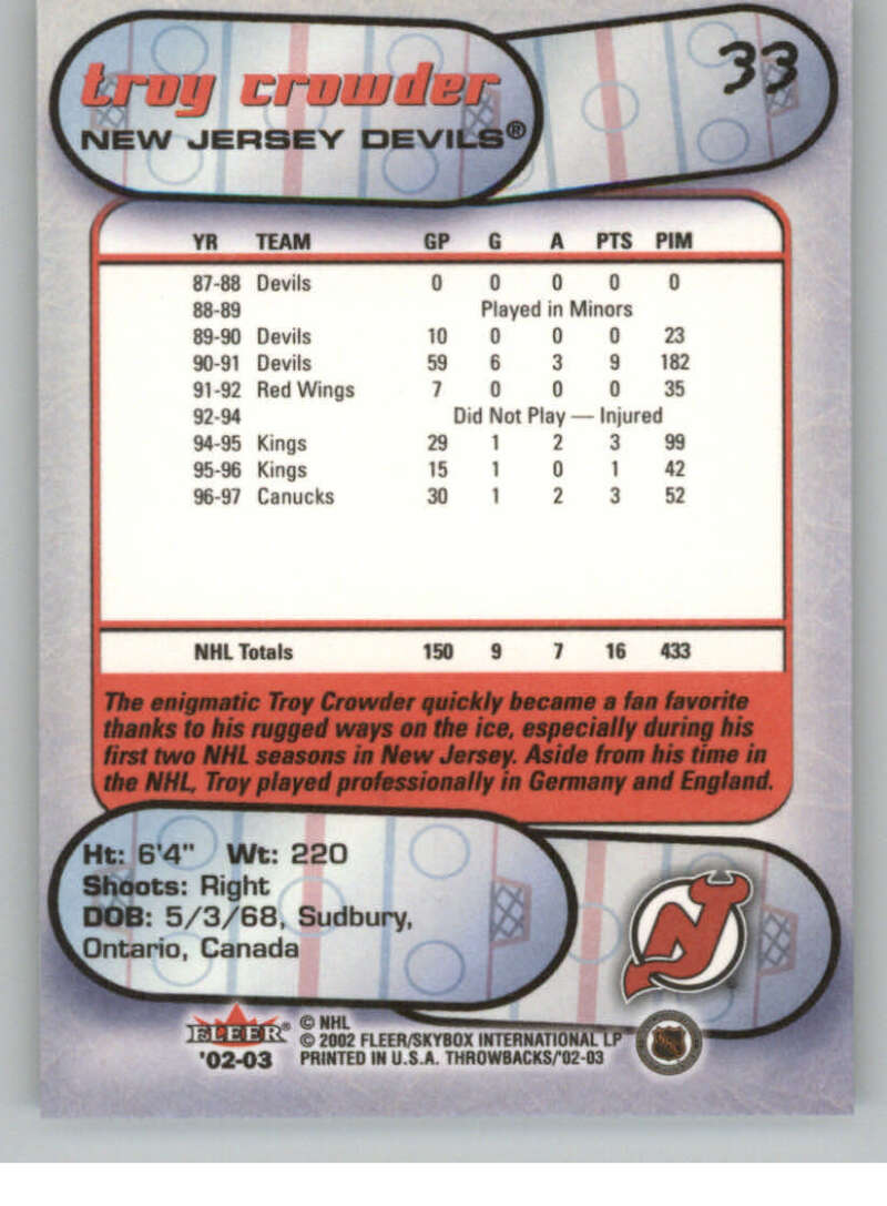 2002-03 Fleer Throwbacks NHL Hockey Cards Pick From List/Complete Your Set - Picture 66 of 184