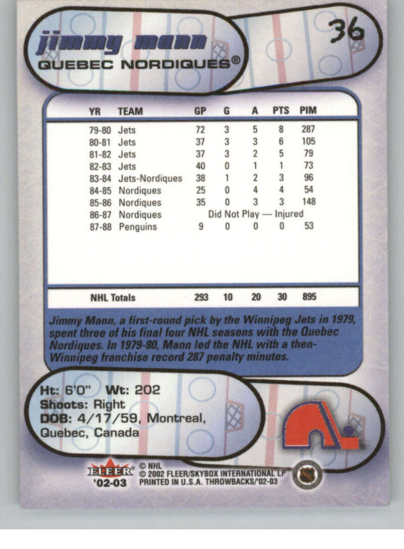 2002-03 Fleer Throwbacks NHL Hockey Cards Pick From List/Complete Your Set - Picture 72 of 184