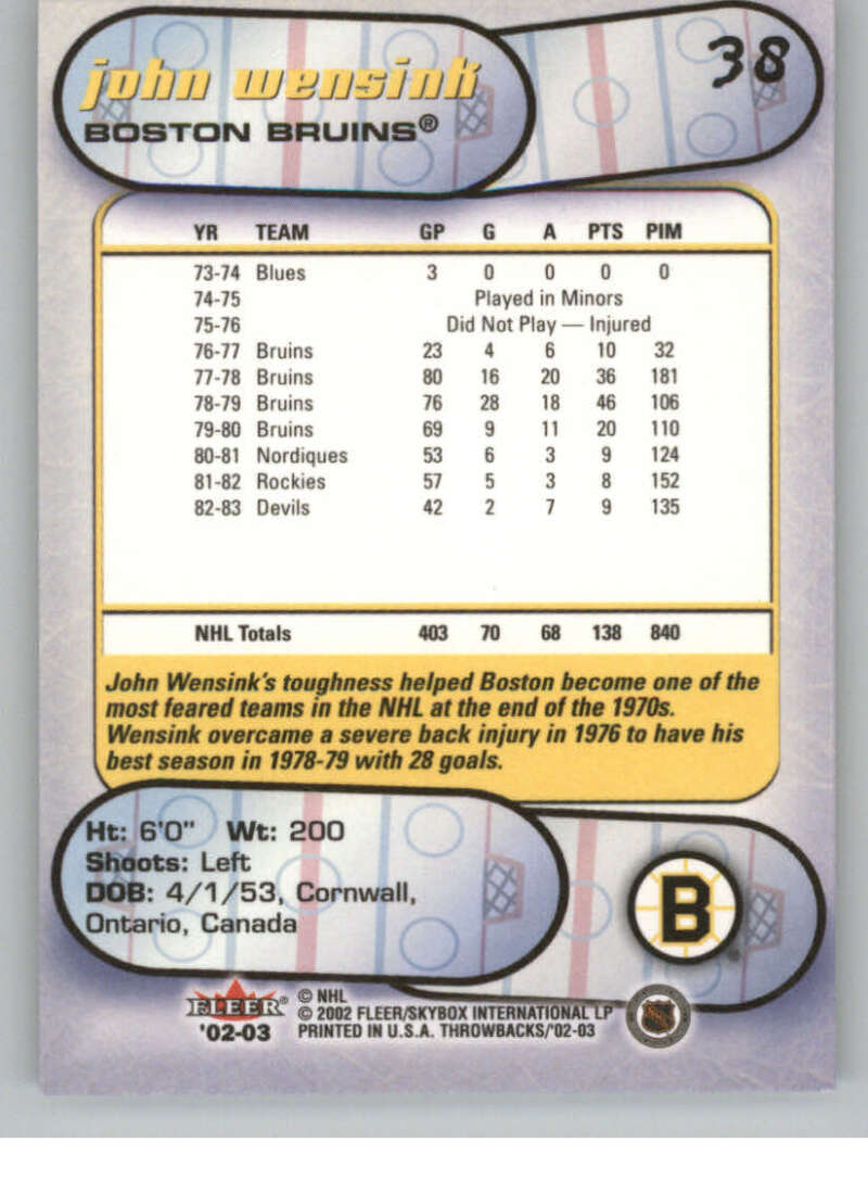 2002-03 Fleer Throwbacks NHL Hockey Cards Pick From List/Complete Your Set - Picture 76 of 184