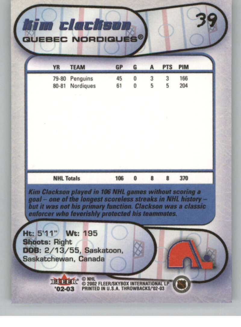 2002-03 Fleer Throwbacks NHL Hockey Cards Pick From List/Complete Your Set - Picture 78 of 184