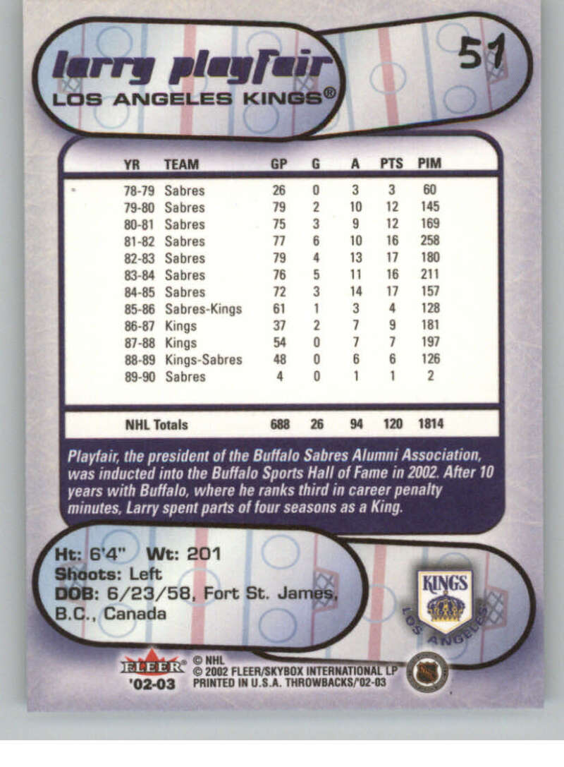 2002-03 Fleer Throwbacks NHL Hockey Cards Pick From List/Complete Your Set - Picture 102 of 184