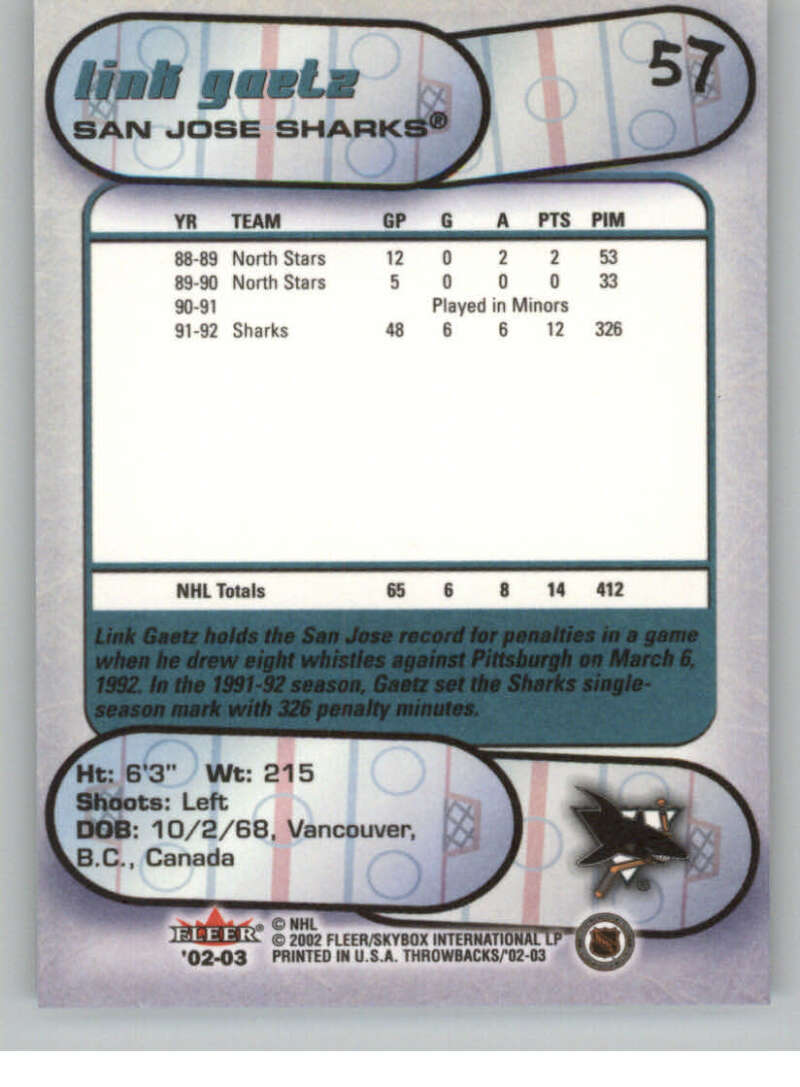 2002-03 Fleer Throwbacks NHL Hockey Cards Pick From List/Complete Your Set - Picture 114 of 184