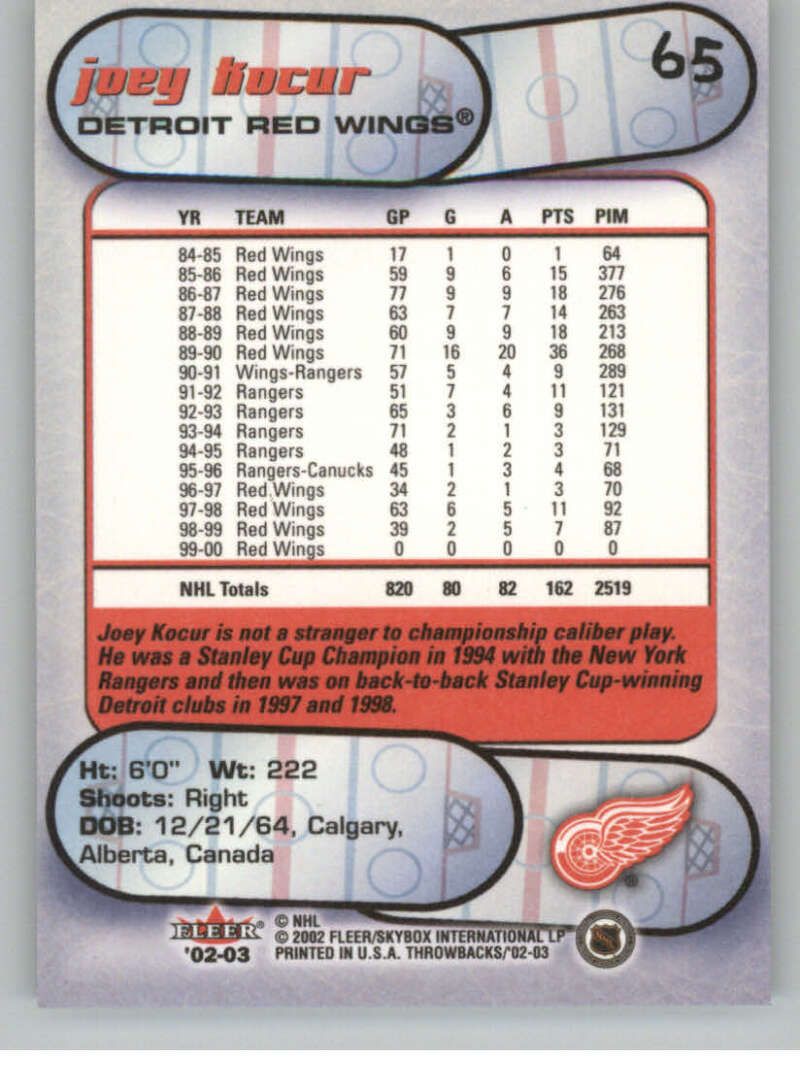 2002-03 Fleer Throwbacks NHL Hockey Cards Pick From List/Complete Your Set - Picture 130 of 184