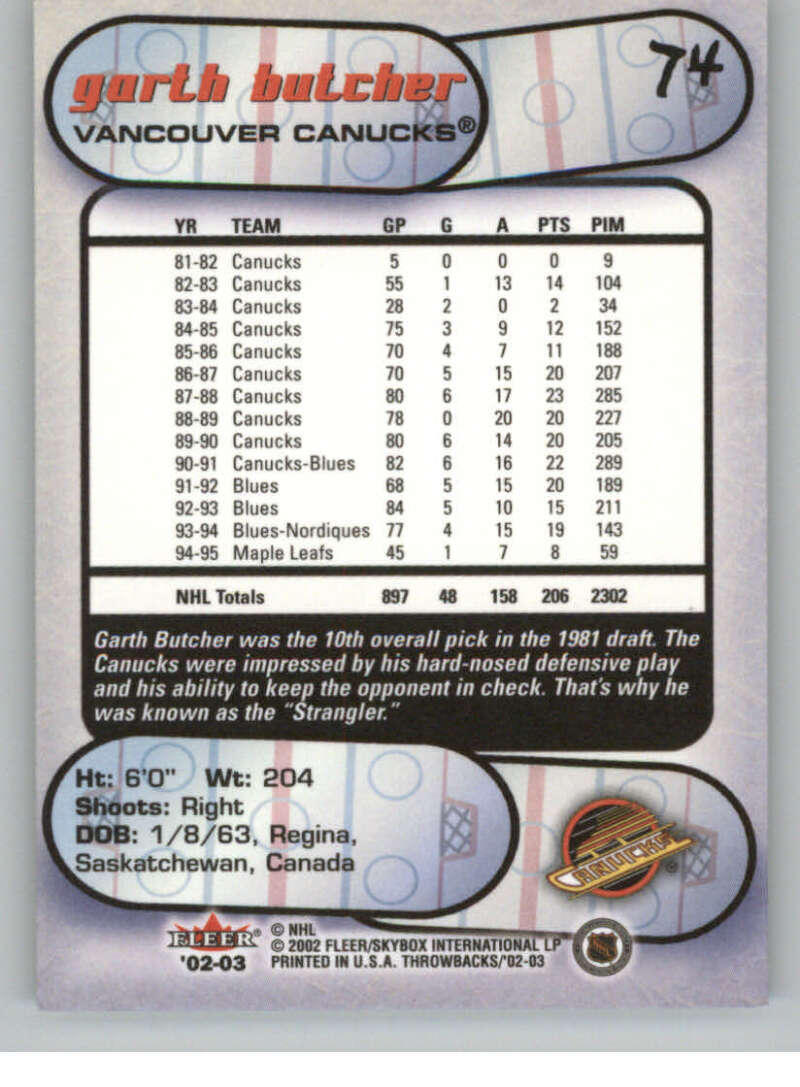 2002-03 Fleer Throwbacks NHL Hockey Cards Pick From List/Complete Your Set - Picture 148 of 184