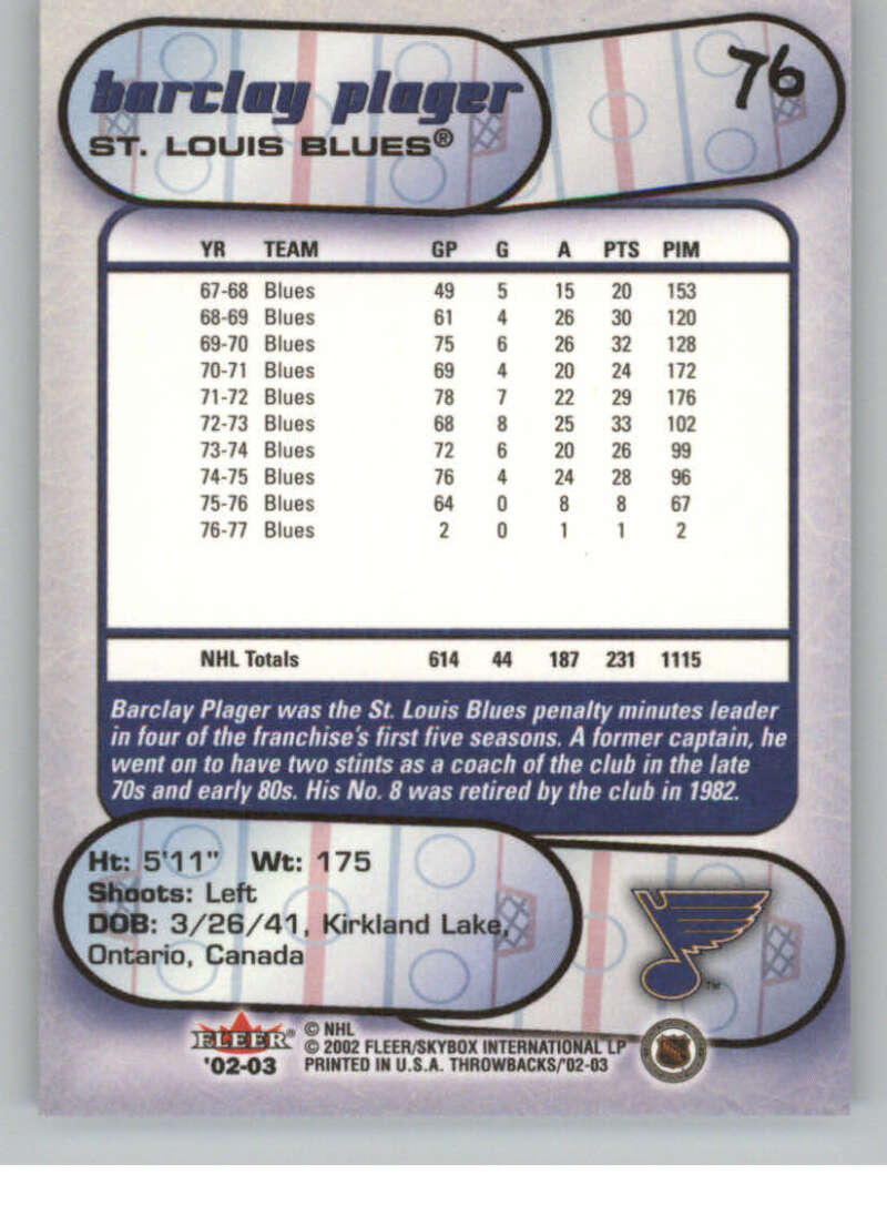 2002-03 Fleer Throwbacks NHL Hockey Cards Pick From List/Complete Your Set - Picture 152 of 184