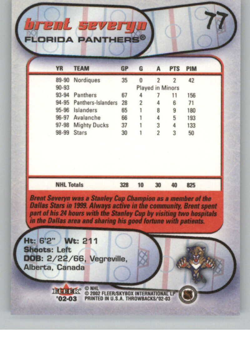 2002-03 Fleer Throwbacks NHL Hockey Cards Pick From List/Complete Your Set - Picture 154 of 184