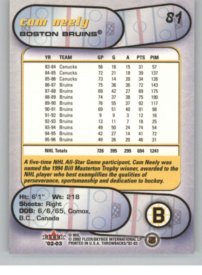 2002-03 Fleer Throwbacks NHL Hockey Cards Pick From List/Complete Your Set - Picture 162 of 184